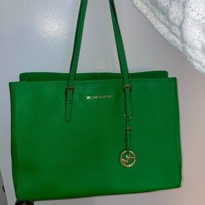 Michael Kors Handbag; Kelly green tote/laptop bag